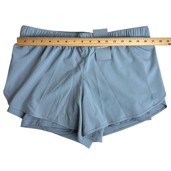 NEW BALANCE Women's 2-in1 Sport Shorts Training Running Under Short Size L Gray - Picture 4 of 6